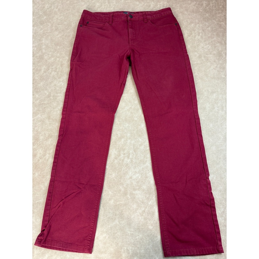 Taylrd Mens Slim Fit Mid Rise Straight‎ Cotton Blend Lined Red Chino Pants 33x32